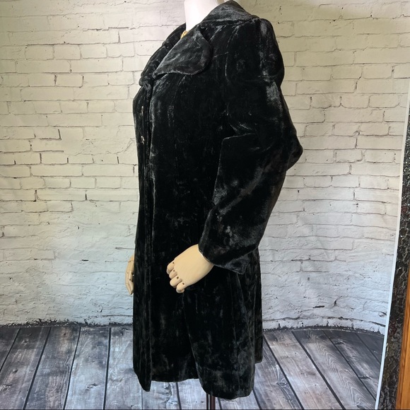 Antique Vintage Edwardian Victorian Black Velvet Opera Swing Coat Jacket - Picture 3 of 12